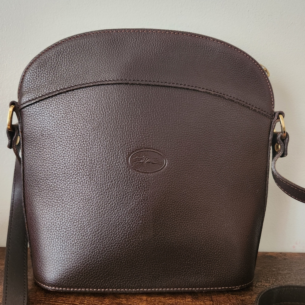 Vintage Longchamp crossbody purse leather color brown